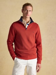Joules Alistair Orange Quarter Zip Cotton Sweatshirt - Image 1 of 9