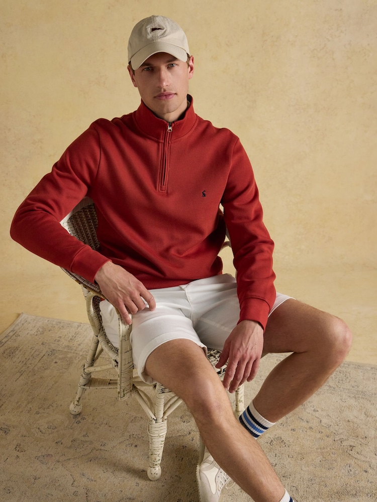 Joules Alistair Orange Quarter Zip Cotton Sweatshirt - Image 3 of 9