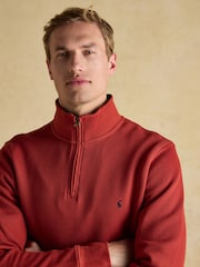 Joules Alistair Orange Quarter Zip Cotton Sweatshirt - Image 4 of 9