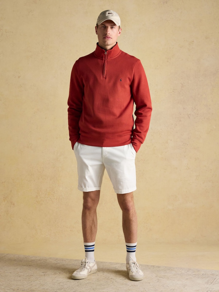 Joules Alistair Orange Quarter Zip Cotton Sweatshirt - Image 5 of 9