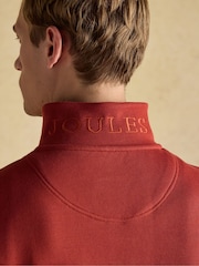 Joules Alistair Orange Quarter Zip Cotton Sweatshirt - Image 8 of 9