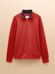 Joules Alistair Orange Quarter Zip Cotton Sweatshirt - Image 9 of 9