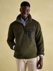 Joules Billy Green Quarter Zip Borg Fleece Sweatshirt - Image 1 of 8