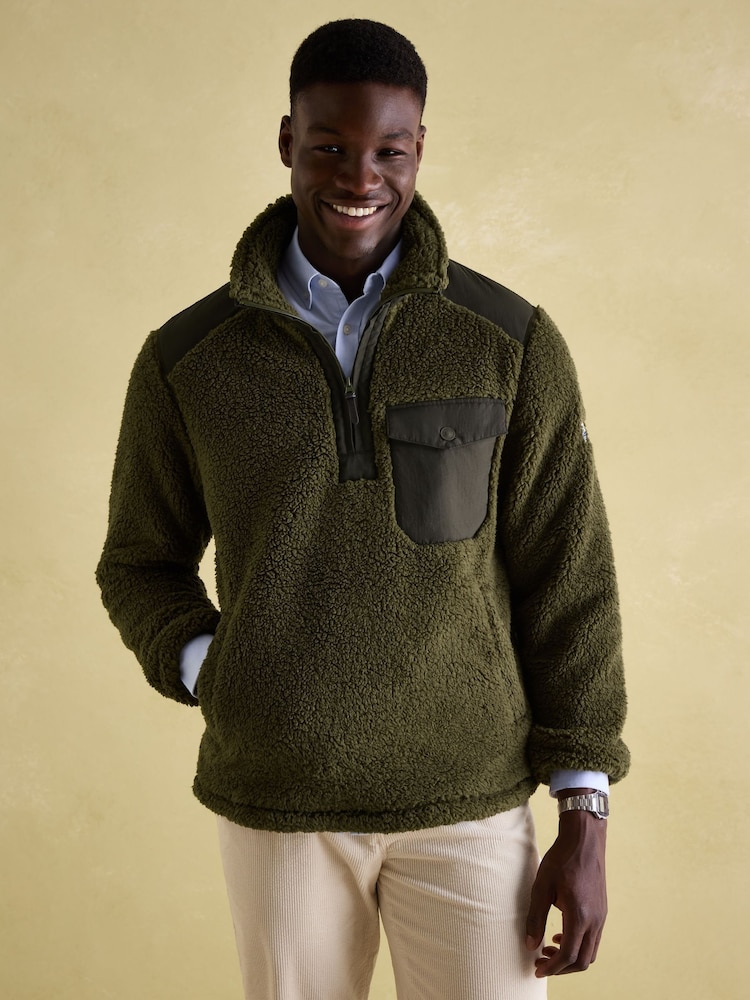 Joules Billy Green Quarter Zip Borg Fleece Sweatshirt - Image 1 of 8