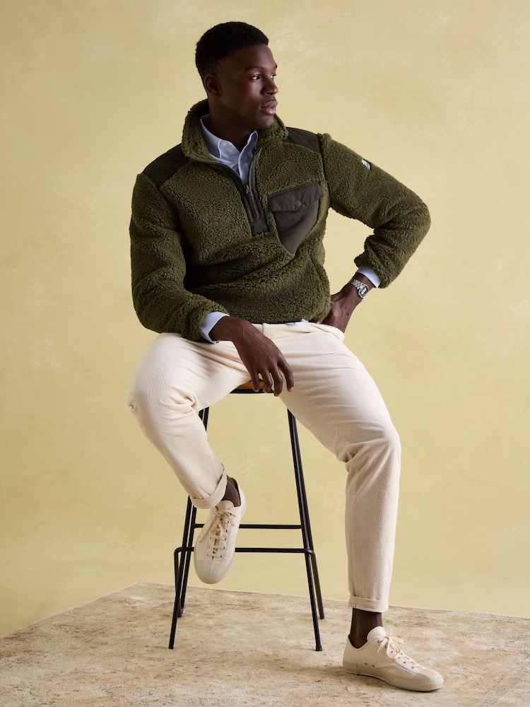 Joules Billy Green Quarter Zip Borg Fleece Sweatshirt - Image 3 of 8