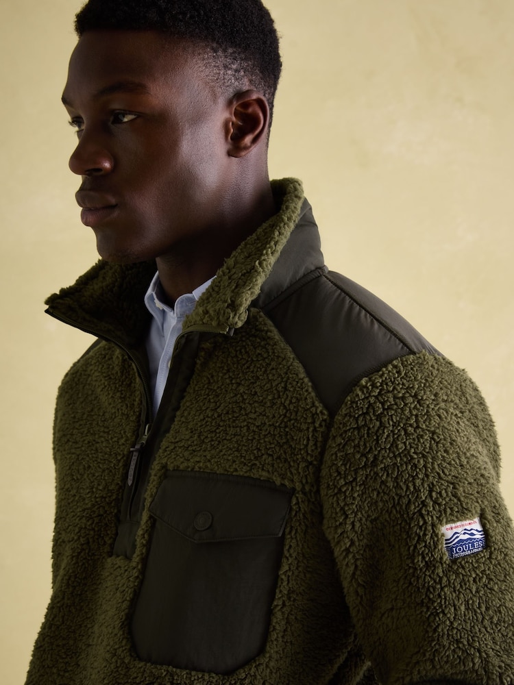 Joules Billy Green Quarter Zip Borg Fleece Sweatshirt - Image 4 of 8