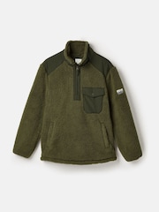 Joules Billy Green Quarter Zip Borg Fleece Sweatshirt - Image 8 of 8