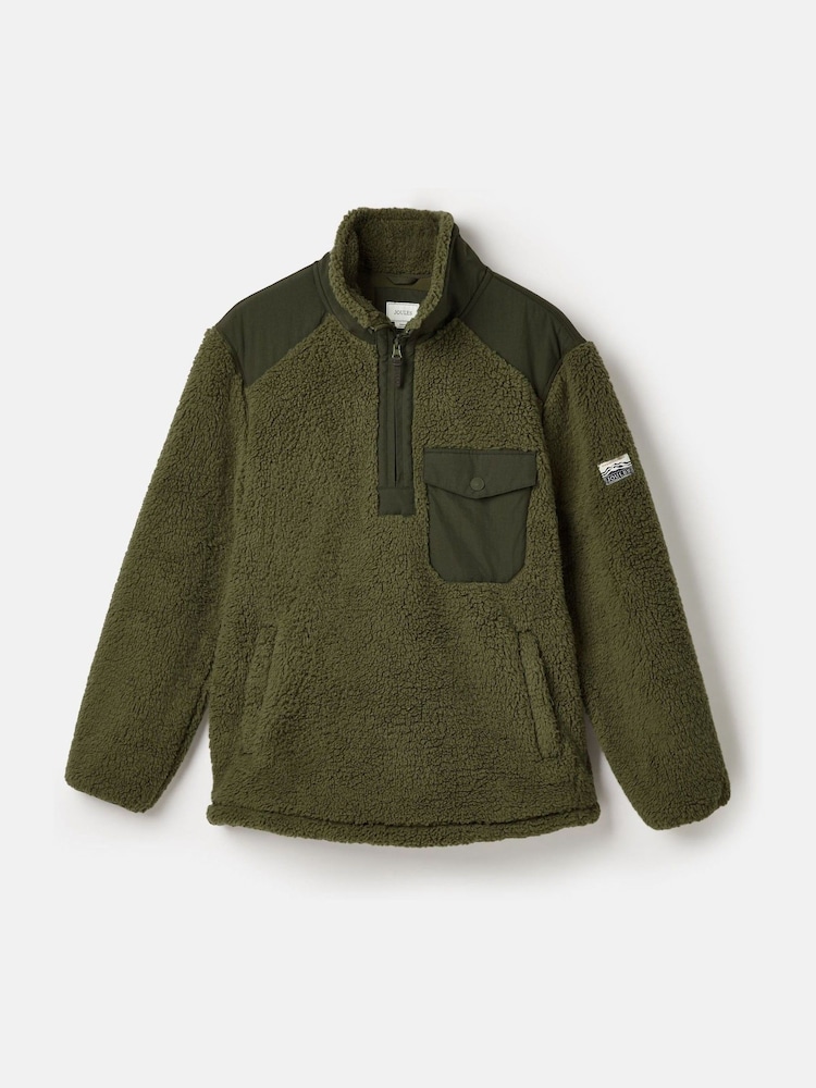 Joules Billy Green Quarter Zip Borg Fleece Sweatshirt - Image 8 of 8