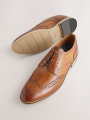 Tan Brown Standard Fit Leather Contrast Sole Brogue Shoes - Image 4 of 8