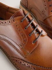 Tan Brown Standard Fit Leather Contrast Sole Brogue Shoes - Image 7 of 8