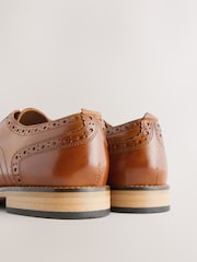 Tan Brown Standard Fit Leather Contrast Sole Brogue Shoes - Image 8 of 8