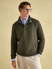 Joules Malton Green Quilted Jersey Pullover Sweatshirt - Image 1 of 8