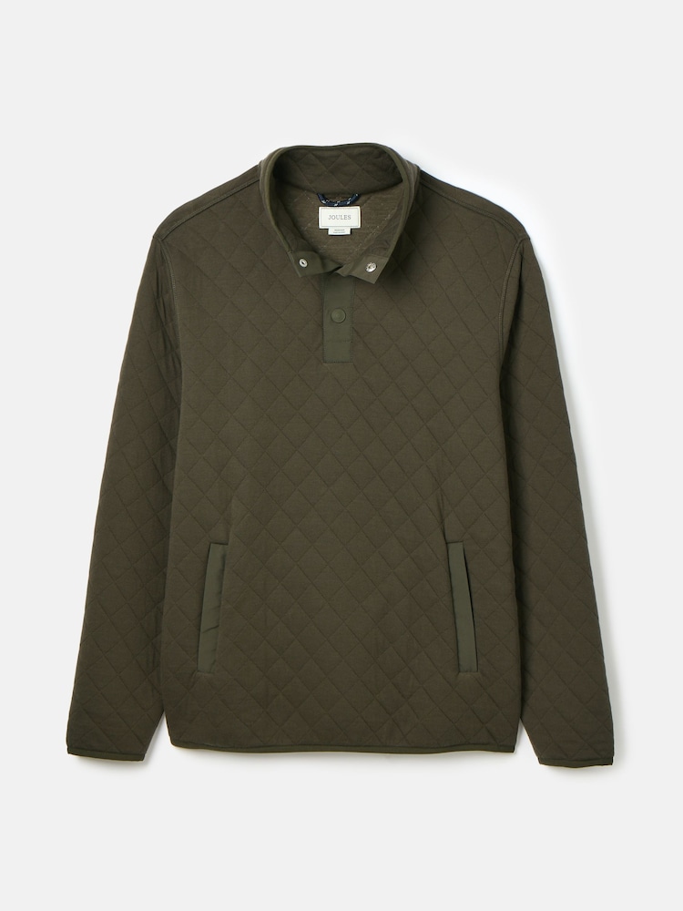 Joules Malton Green Quilted Jersey Pullover Sweatshirt - Image 8 of 8