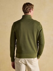 Joules Alistair Khaki Green Quarter Zip Cotton Sweatshirt - Image 2 of 8