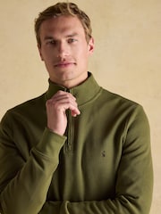 Joules Alistair Khaki Green Quarter Zip Cotton Sweatshirt - Image 4 of 8