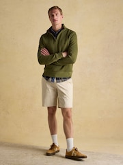 Joules Alistair Khaki Green Quarter Zip Cotton Sweatshirt - Image 5 of 8