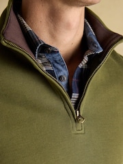 Joules Alistair Khaki Green Quarter Zip Cotton Sweatshirt - Image 6 of 8