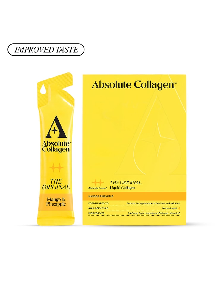 Absolute Collagen Mango and Pineapple Marine Liquid Sachets Supplements 10 x 12ml - Image 1 of 6 Absolute Collagen Mango and Pineapple Marine Liquid Sachets Supplements 10 x 12ml - Image 1 of 6