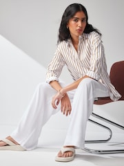 Neutral/White Stripe Oversized Shirt - Image 1 of 7