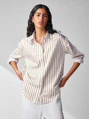 Neutral/White Stripe Oversized Shirt - Image 2 of 7