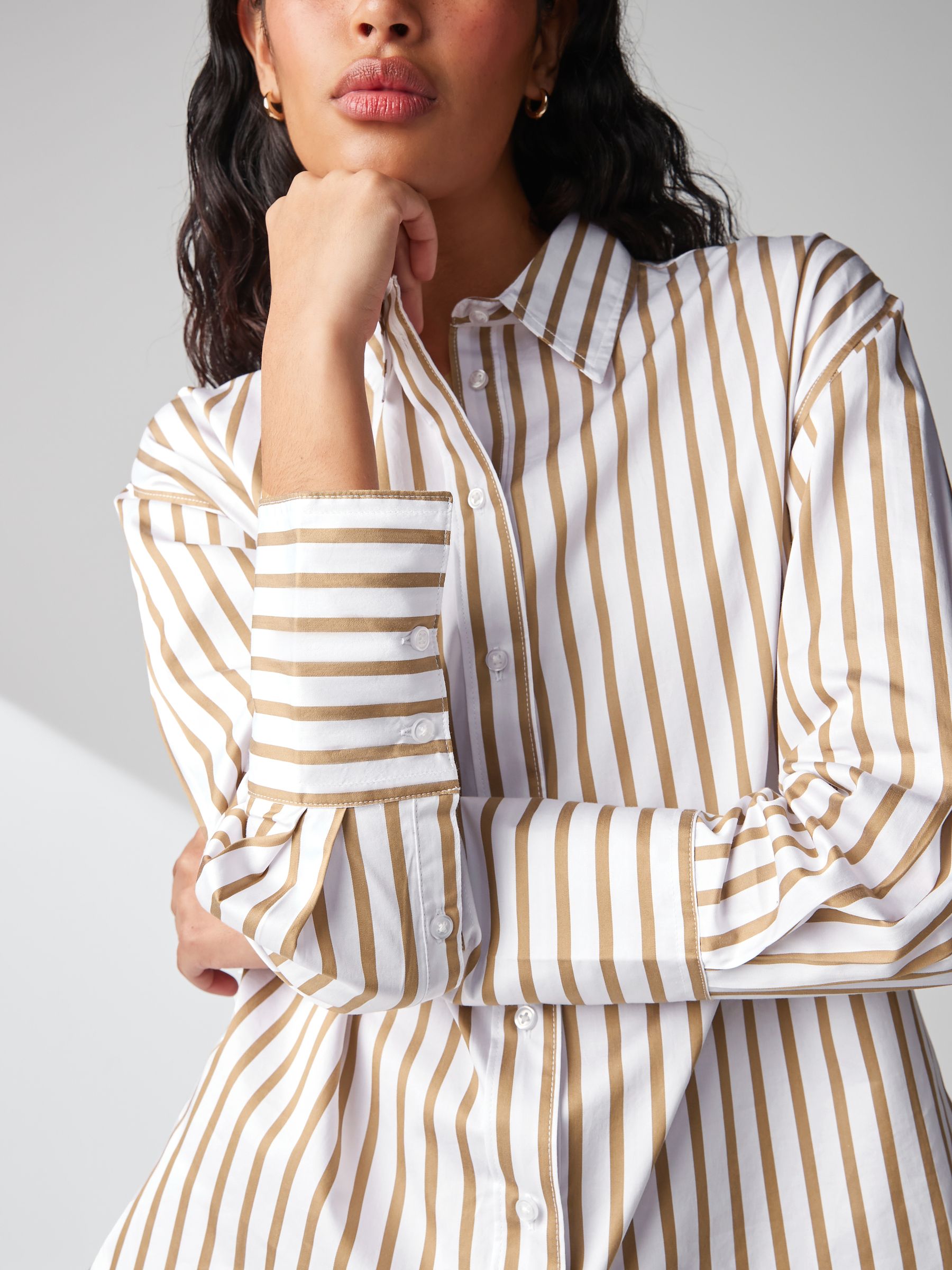 Buy Neutral/White Stripe Oversized Shirt from Next Netherlands