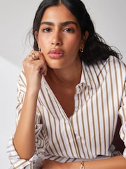 Neutral/White Stripe Oversized Shirt - Image 4 of 7
