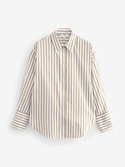 Neutral/White Stripe Oversized Shirt - Image 6 of 7