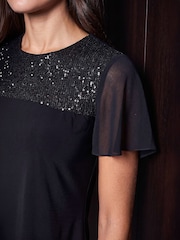 Roman Black Petite Sequin Top - Image 4 of 4