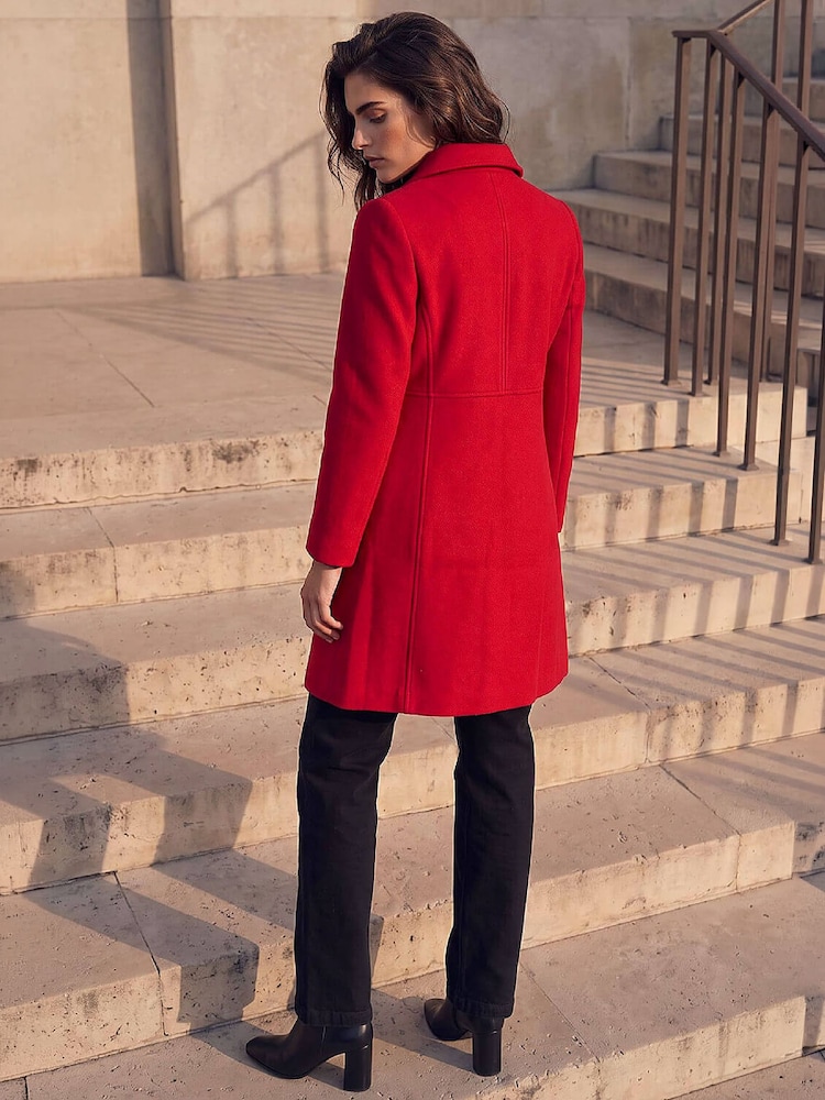 Roman Red Petite Single Breasted Pocket Coat - Image 4 of 4 Roman Red Petite Single Breasted Pocket Coat - Image 4 of 4