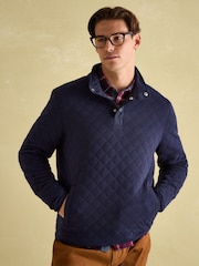 Joules Malton Navy Quilted Jersey Pullover Sweatshirt - Image 1 of 7