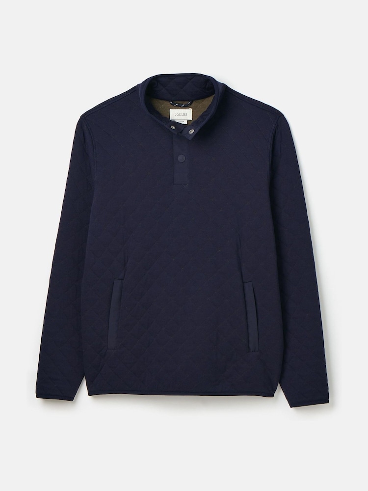 Joules Malton Navy Quilted Jersey Pullover Sweatshirt - Image 7 of 7