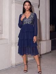 Roman Blue Petite Sequin Midi Dress - Image 2 of 4