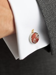 Rust Orange Silk Tie, Pocket Square and Cufflinks Gift Box Set - Image 4 of 4