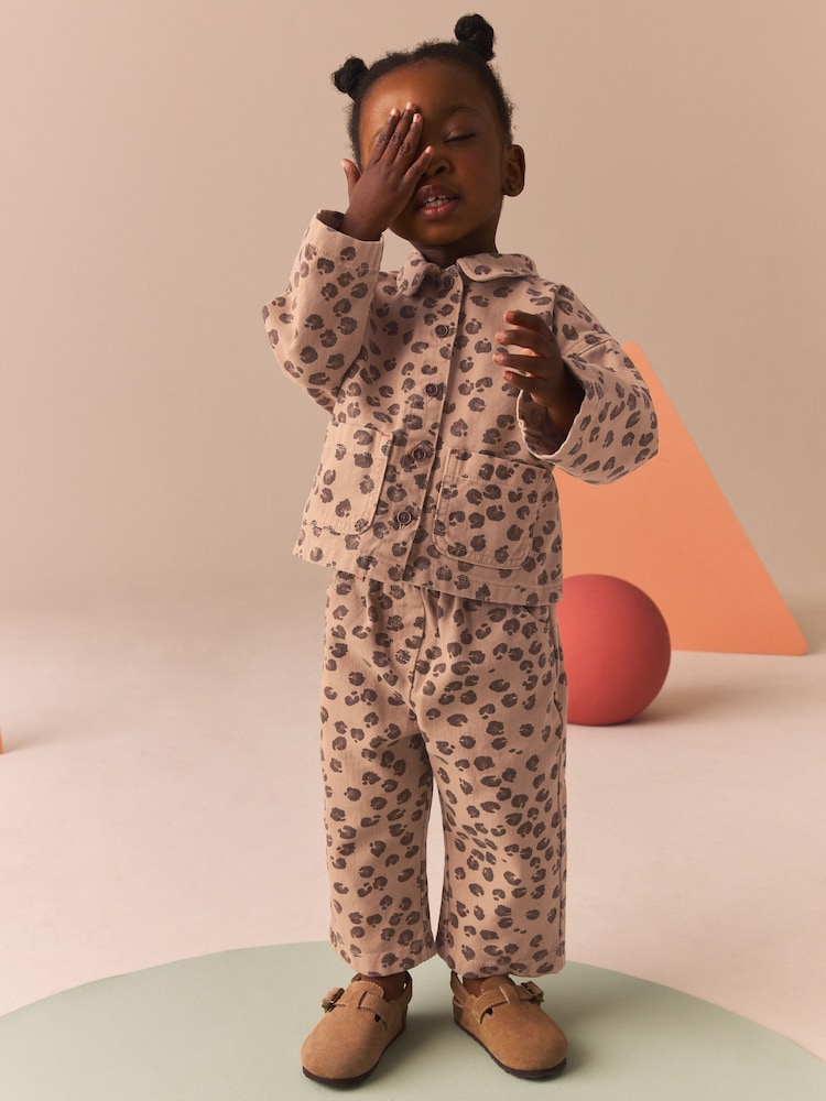 Animal Print 100% Cotton Shacket and Trousers Set (3mths-7yrs) - Image 1 of 11