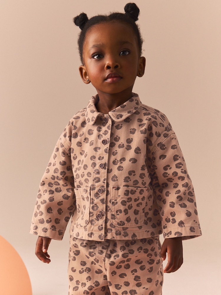 Animal Print 100% Cotton Shacket and Trousers Set (3mths-7yrs) - Image 3 of 11