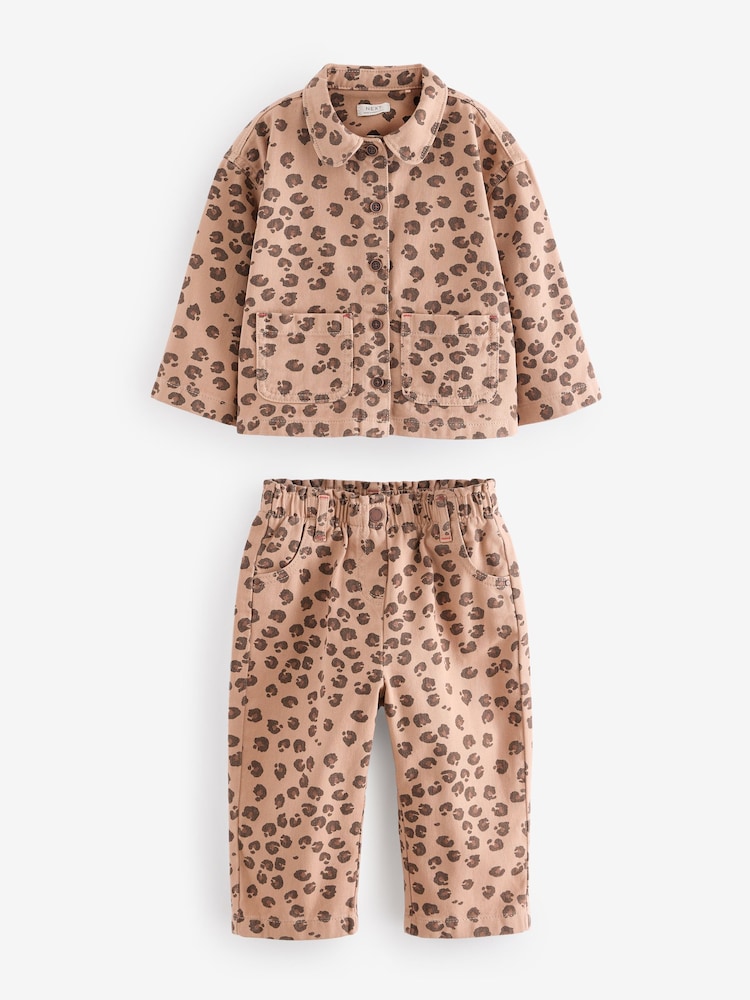 Animal Print 100% Cotton Shacket and Trousers Set (3mths-7yrs) - Image 7 of 11