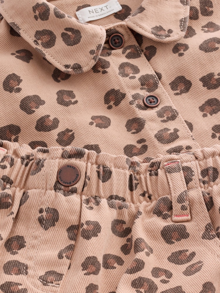 Animal Print 100% Cotton Shacket and Trousers Set (3mths-7yrs) - Image 9 of 11