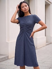 Blå - Roman Petite Ruched Front Midi Klänning - Bild 1 av 4