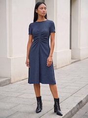 Blå - Roman Petite Ruched Front Midi Klänning - Bild 3 av 4