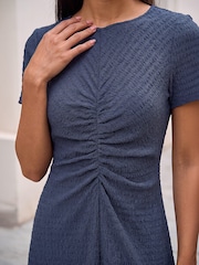 Blå - Roman Petite Ruched Front Midi Klänning - Bild 4 av 4