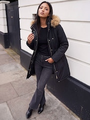 Roman Black Petite Puffer Coat - Image 2 of 4