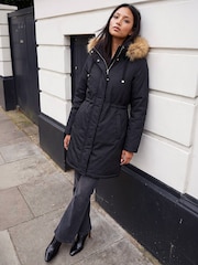 Roman Black Petite Puffer Coat - Image 3 of 4
