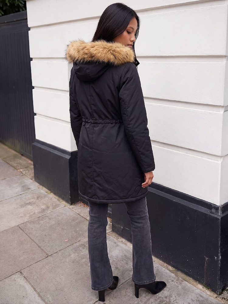 Roman Black Petite Puffer Coat - Image 4 of 4 Roman Black Petite Puffer Coat - Image 4 of 4