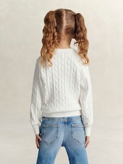 GANT White Shield Cable Knit Cardigan - Image 2 of 7