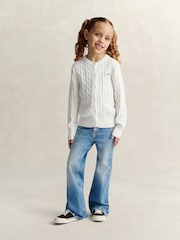 GANT White Shield Cable Knit Cardigan - Image 4 of 7