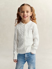 GANT White Shield Cable Knit Cardigan - Image 5 of 7