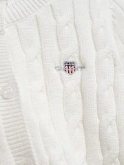 GANT White Shield Cable Knit Cardigan - Image 7 of 7