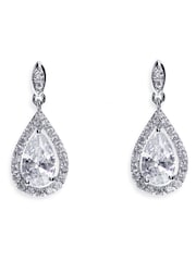Ivory & Co Rhodium Belmont And Crystal Teardrop Earring - Image 1 of 5