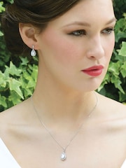 Ivory & Co Rhodium Belmont And Crystal Teardrop Earring - Image 2 of 5