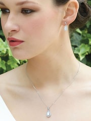Ivory & Co Rhodium Belmont And Crystal Teardrop Earring - Image 3 of 5